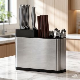 Kitchen Cutlery  Knife Holder Spoon Fork Storage Rack Organizer Utensils Chopstick Box (Option: Sliver)