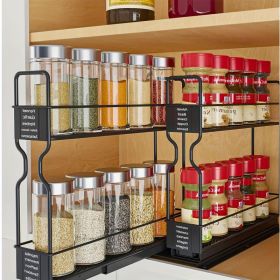 Spice Rack For Two-tier Heavy-duty Cabinets Pull-out Design With Labels (Option: Two layers)