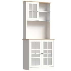 Kitchen Pantry Cabinet, 72" Freestanding Storage Cabinet with Hutch, Large Countertop, Glass Doors and Adjustable Shelves, Microwave Cabinet, Co (Option: White-1170x480x260 mm)